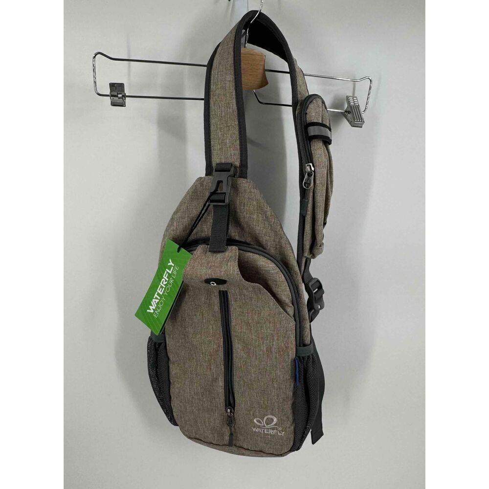 Waterfly Brown Zippered Pockets Water Resistant Sling Bag‎